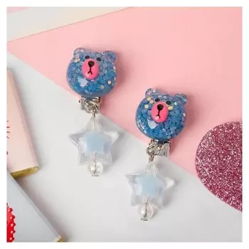 Клипсы детские "Выбражулька" мишка и звёздочка блестящие