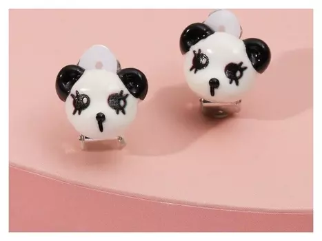 Клипсы детские "Выбражулька" мишка-панда, цвет чёрно-белый