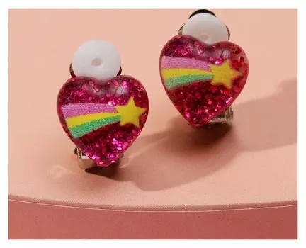 Клипсы детские "Выбражулька" сердце с кометой, цветные