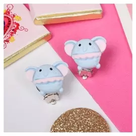 Клипсы детские "Выбражулька" слоники, цвет розово-голубой