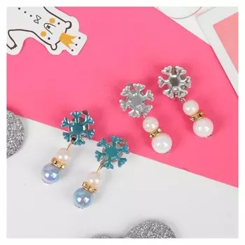 Клипсы детские "Выбражулька" снежинка с бусинами