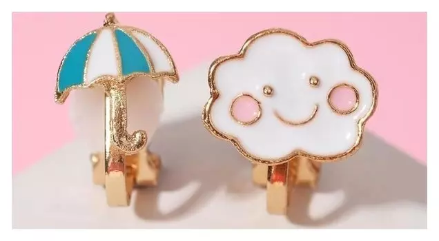 Клипсы детские "Выбражулька" зонт и облачко, цветные в золоте