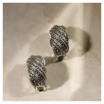 Клипсы "Грейс" диагональ, цвет чернёное серебро