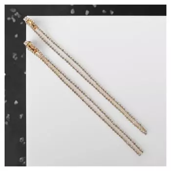 Клипсы "Лёд" классика 2 ряда, цвет белый в золоте