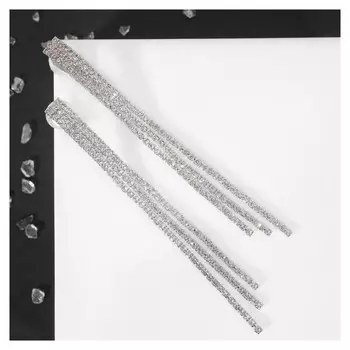 Клипсы "Лёд" тройная сплошная, цвет белый в серебре