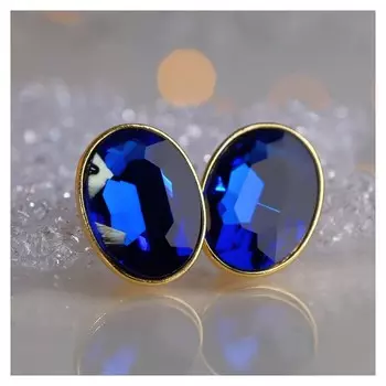 Клипсы "Вечеринка" овалы, цвет синий в золоте