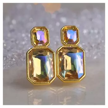 Клипсы "Вечеринка" ромбы, цвет радужный в золоте