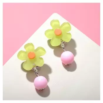 Клипсы "Выбражулька" цветок с бусиной симпл