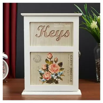 Ключница 6 крючков Букет пышных роз 29,5х22х6 см