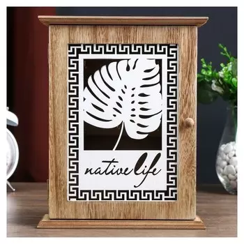 Ключница 6 крючков Пальмовый лист и греческий узор 25,5х20,5х6,5 см