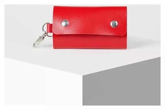 Ключница, 7 карабинов, 2 кнопки, цвет красный