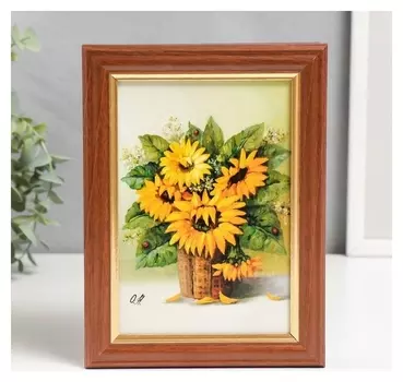 Ключница "Букет подсолнухов" орех 15х21см