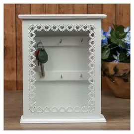 Ключница дерево 6 крючков "Кружевница" 24,5х19,5х6 см