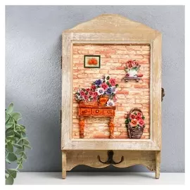 Ключница дерево "Фиалки" 32х18,5х5,5 см