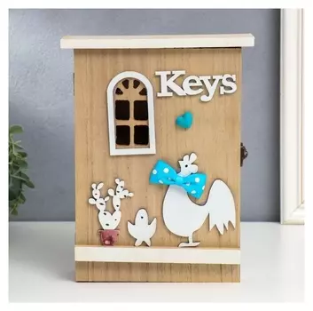 Ключница дерево "Курочка с цыплёнком" 26х21х6 см