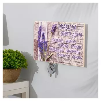 Ключница деревянная "Открытие-закрыть" 6 крючков 25х15 см