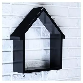 Ключница с полкой большая Домик, 4 крючка