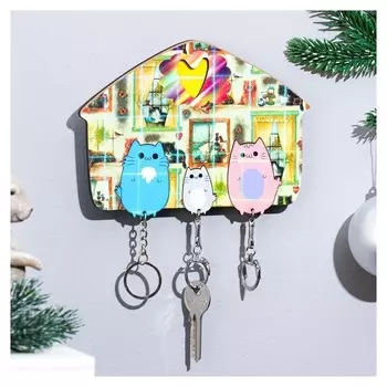 Ключница "Семья котов №2", 16х11х0,6 см