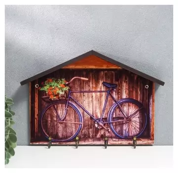 Ключница "Велосипед с цветами" 19х28 см