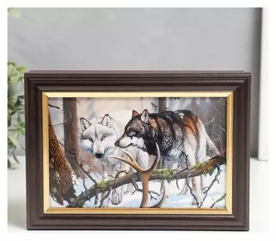 Ключница "Волки" венге 15х21 см