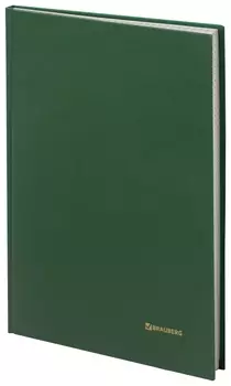 Книга учета 96 л., клетка, твердая, бумвинил, блок офсет, А4 (200х290 мм), Brauberg, зеленая, 130222