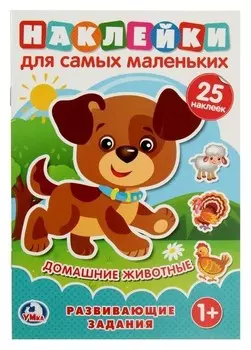 Книжка с наклейками «Домашние животные», с развивающими заданиями