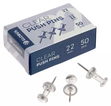 Кнопки силовые Globus, 50 шт., прозрачные