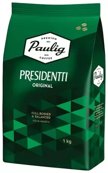 Кофе в зернах Paulig (Паулиг) "Presidentti Original", натуральный, 1000 г, вакуумная упаковка, 16975