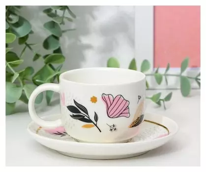 Кофейная пара "Цветы", 140 мл