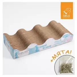 Когтеточка из картона с кошачьей мятой «Кот с рыбами»