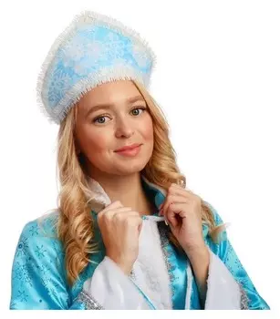 Кокошник "Блеск", цвет светло-голубой на ленте