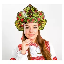 Кокошник с козырьком «Гроздья рябины», картон, ламинат