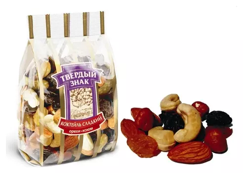 Коктейль сладкий орехи-изюм 250 гр. . твердый з