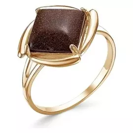 Кольцо "Авантюрин коричневый" бумеранг, позолота, 19 размер