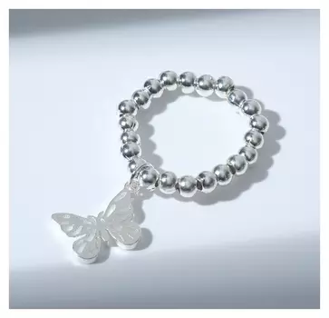 Кольцо "Цацки" бабочка, цвет серебро, безразмерное