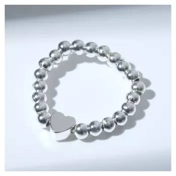 Кольцо "Цацки" прозрачное сердце, цвет серебро, безразмерное