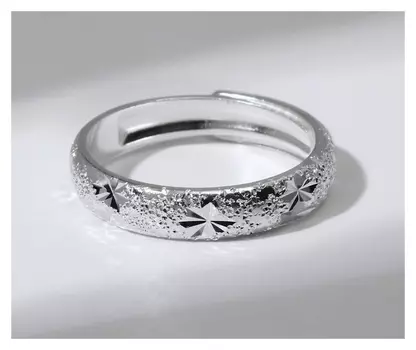 Кольцо "Цветок" грани, цвет серебро, безразмерное