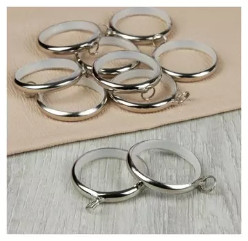 Кольцо для карниза, D = 36/48 мм, 10 шт, цвет серебряный