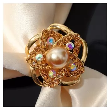 Кольцо для платка "Звезда", цветное в золоте