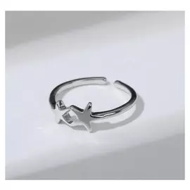 Кольцо "Две звезды" на небе, цвет серебро, безразмерное