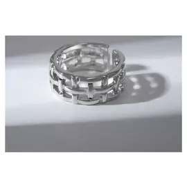 Кольцо "Грация" сетка, цвет серебро, безразмерное