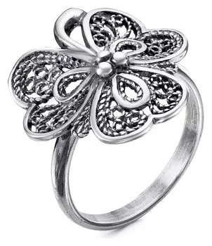 Кольцо "Клевер" посеребрение с оксидированием, 18 размер