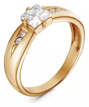 Кольцо "Квадрат" мини, позолота, цвет белый, 18,5 размер