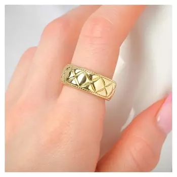 Кольцо "Медь" ромбы, цвет золото, безразмерное