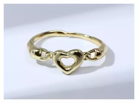 Кольцо "Медь" сердце, цвет золото, безразмерное