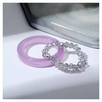 Кольцо набор 2 штуки "Кристаллы" камешки и плавность, цвет сиреневый, размер