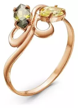 Кольцо "Оливия" позолота, цвет зелёный, 18 размер