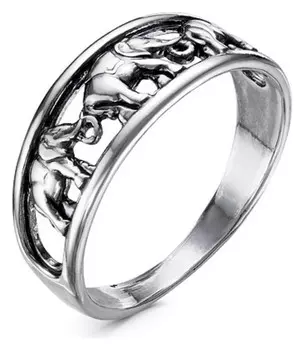 Кольцо посеребрение с оксидированием "Слоны", 17,5 размер