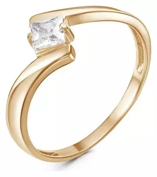 Кольцо позолота "Кубик", цвет белый, 17 размер