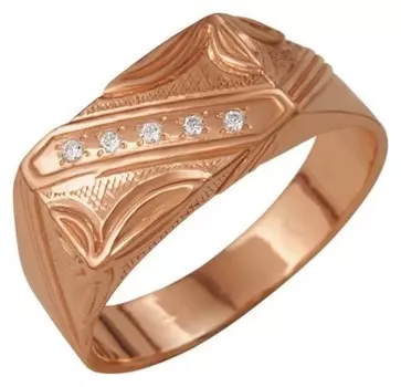 Кольцо позолота "Перстень" мужской с рельефным рисунком, 21 размер